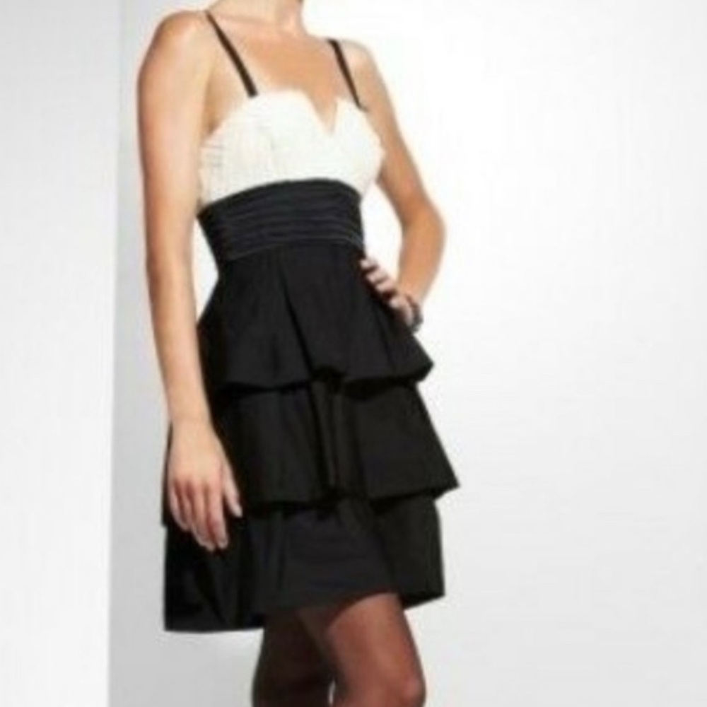 BCBGMaxAzria Black and Beige Mini Dress